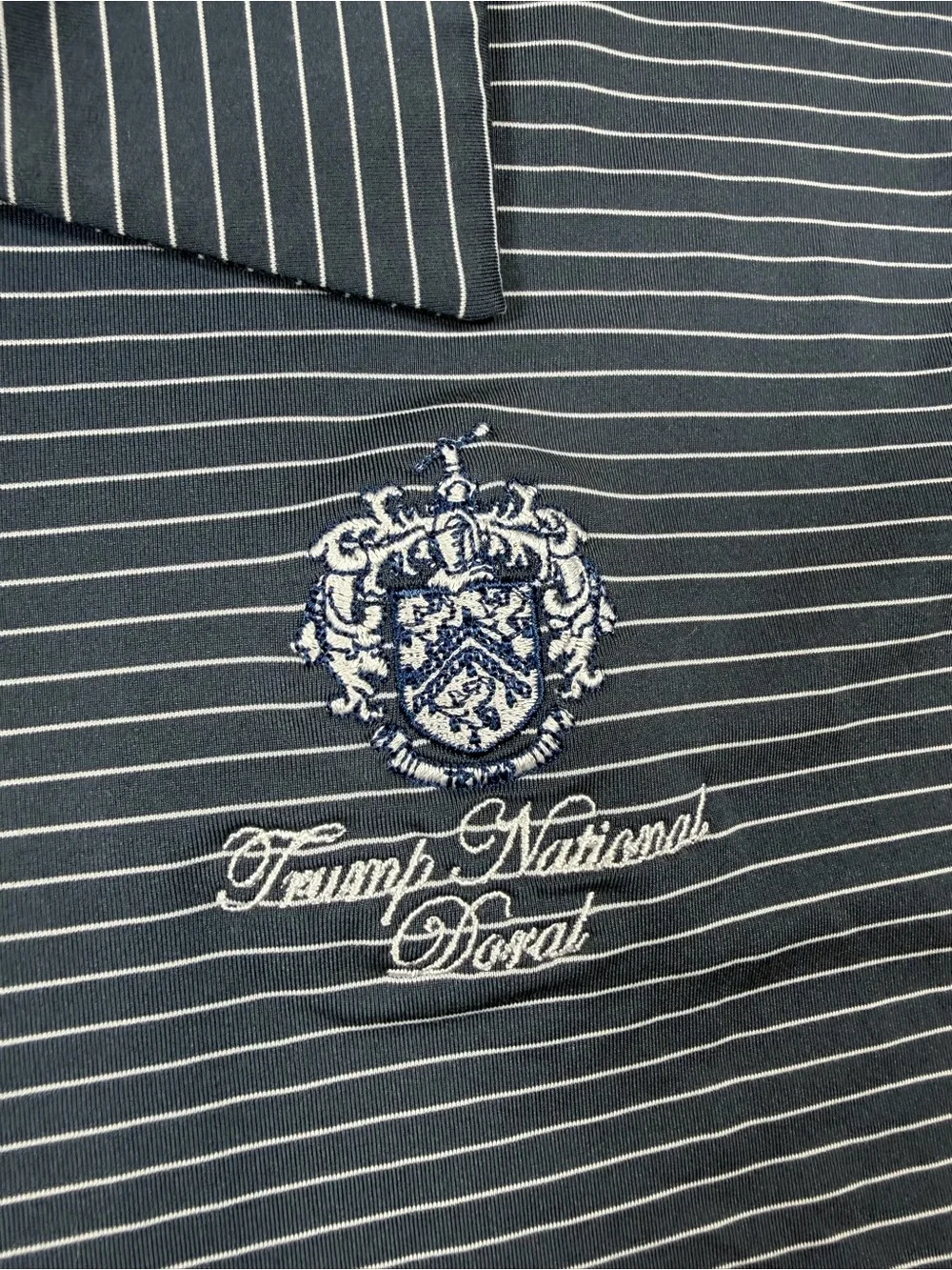 adidas 2XL AdiPure Trump National Doral Navy Blue Micro-Stripe Polo